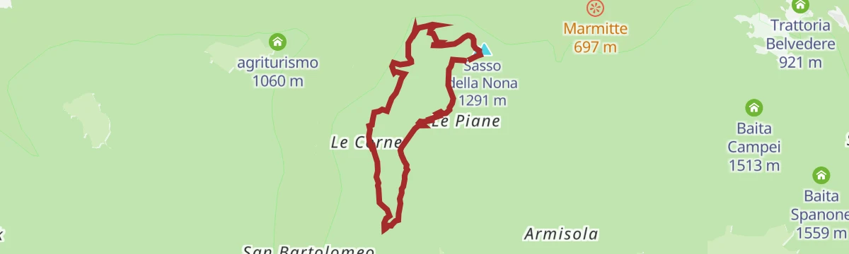 Route map: TOWARDS CAMPIOLO and LE CORNE